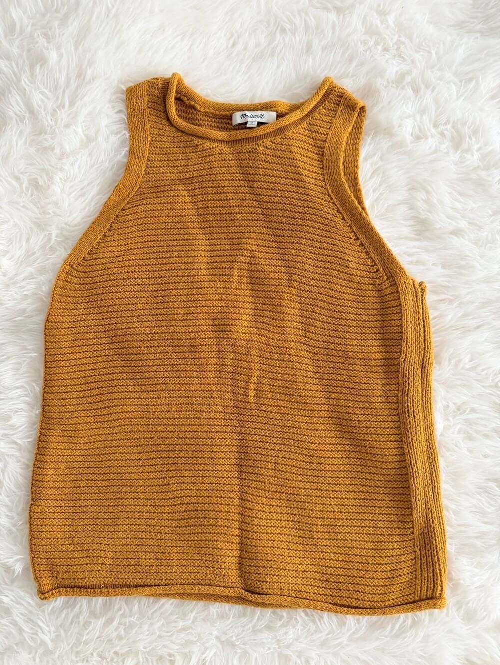 Madewell Garterstitch Knit Tank Top Mustard Yellow Size S